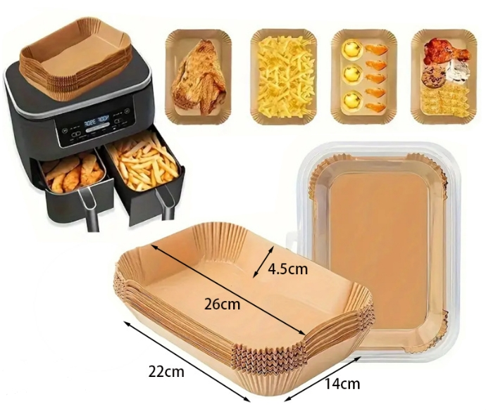 Air Fryer Parchment Liners - 100 Rectangular Sheets