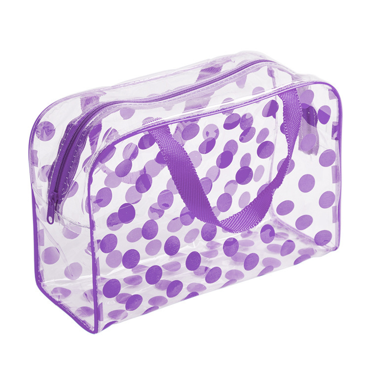 Clear Polka Dot Makeup Bag - Handheld Travel Case