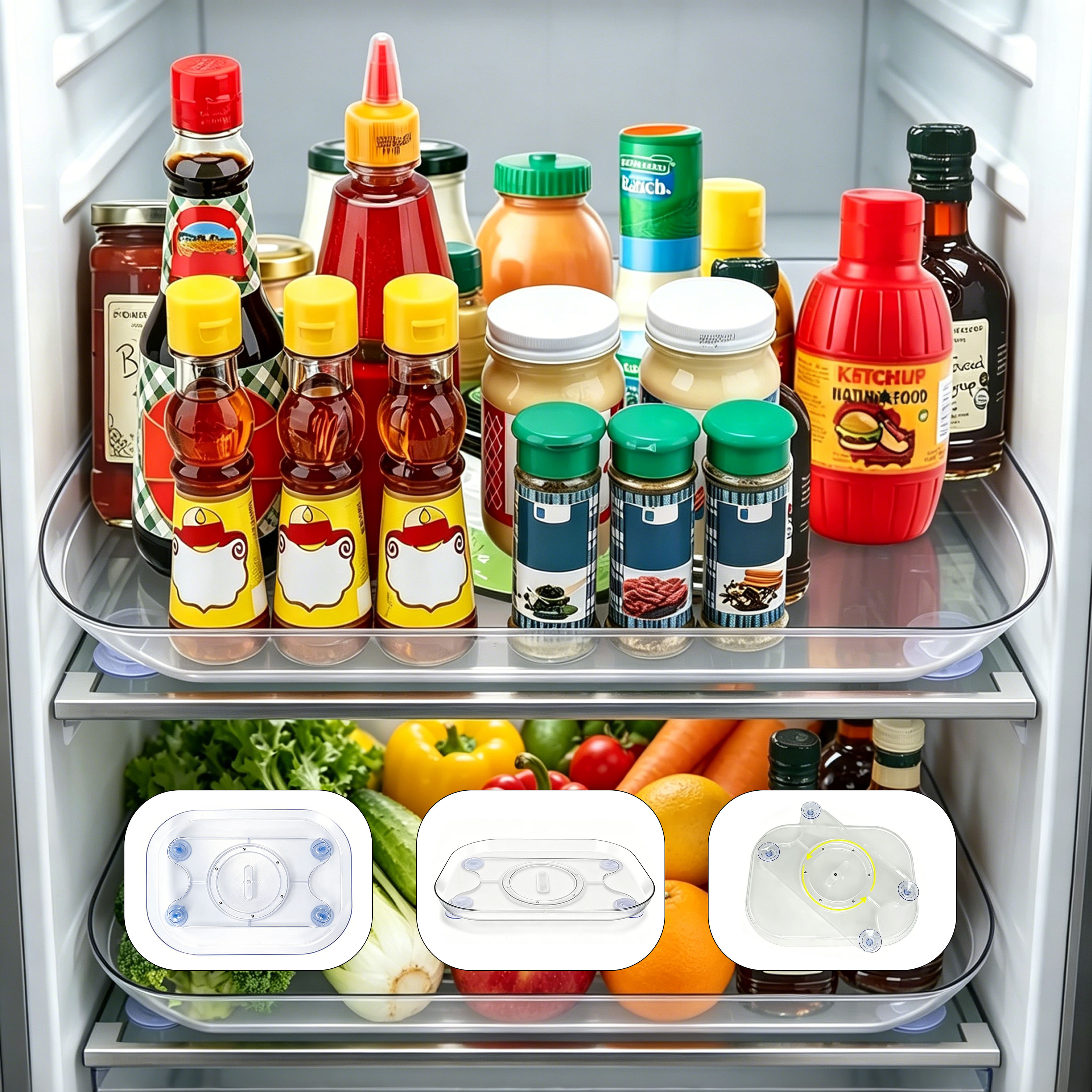 Rotating Fridge Organiser - 360 Degree Turntable Storage